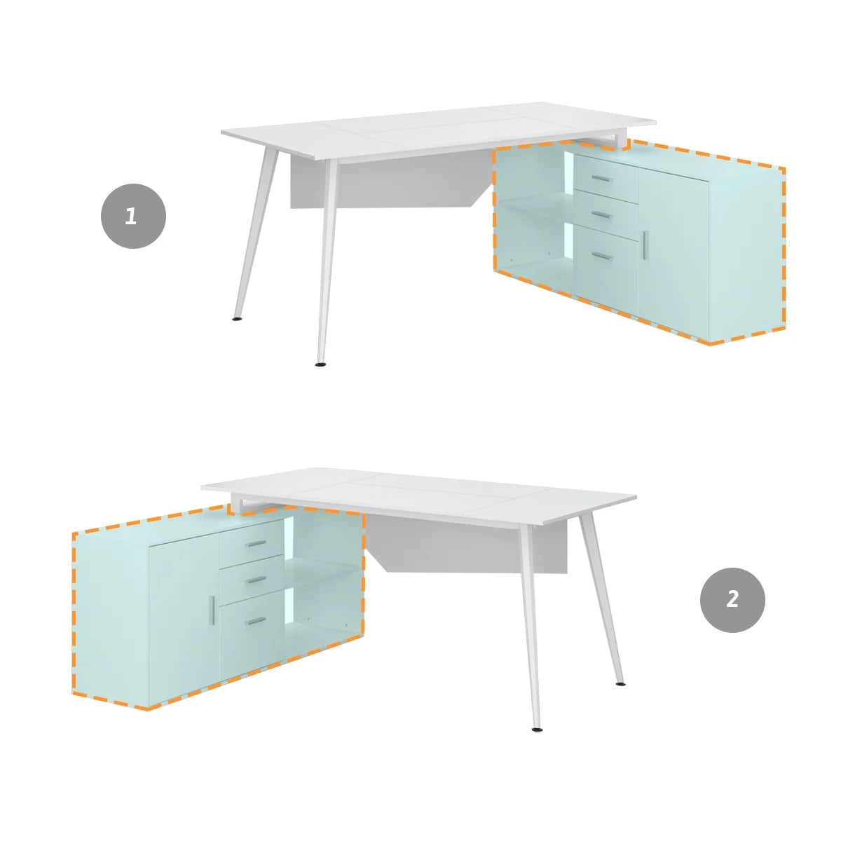 MONSLIPA L Shaped Desk, 63" Corner Desk Computer Writing Table with File Cabinet for Home Office, White