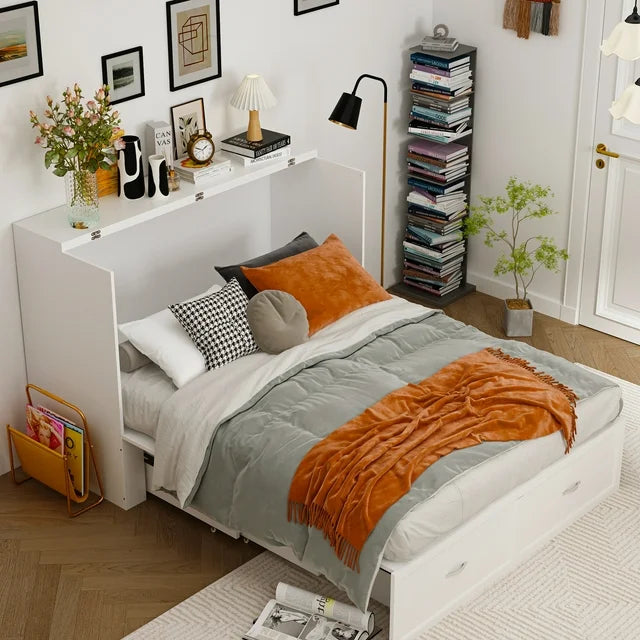 murphy bed with dresser MONSLIPA Full Size Murphy Bed with Drawers and Dresser, Space-Saving  Convertible Cabinet Bed for Guest Room