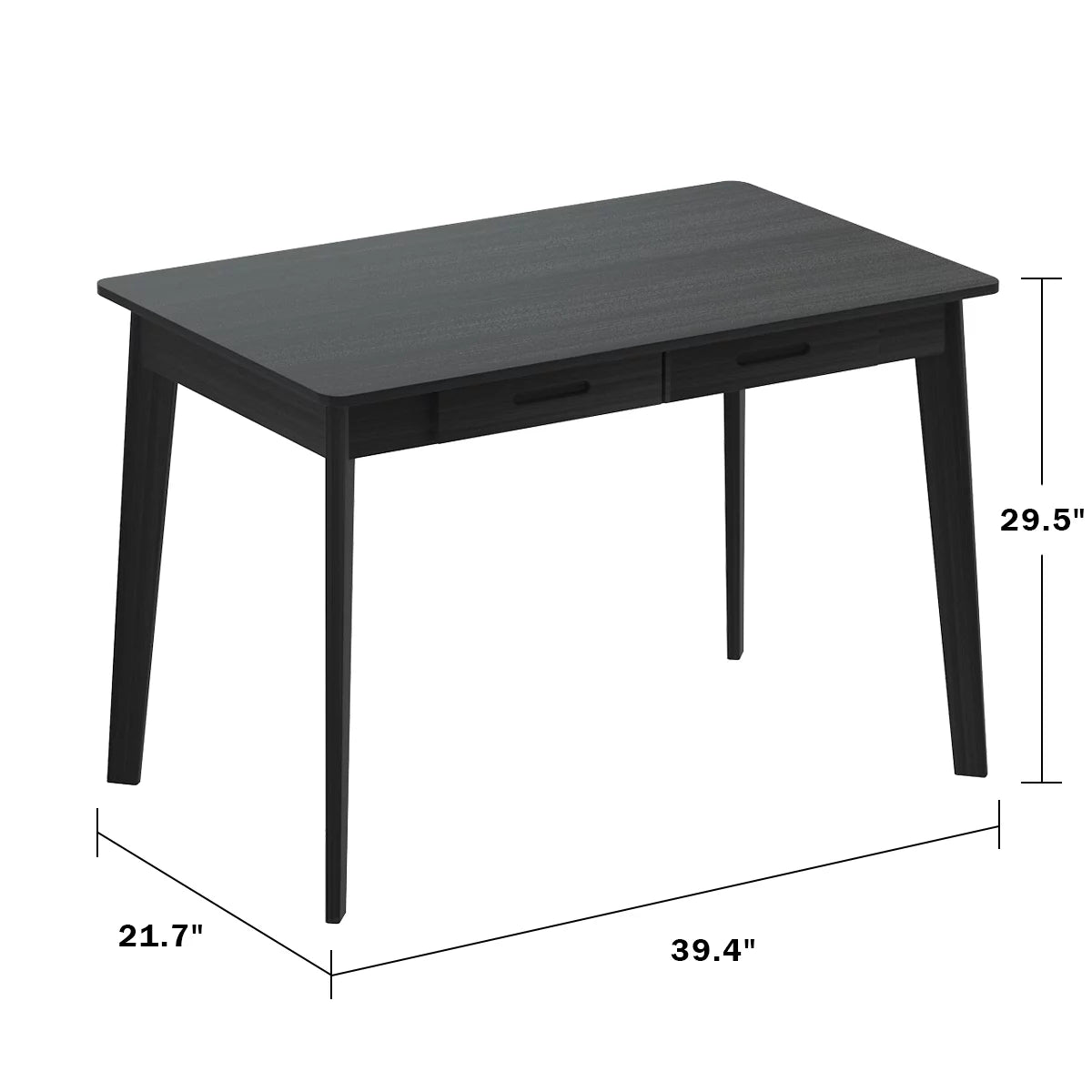 MONSLIPA Writing Study Table with 2 Drawers, Cumputer Desk for Home Office, Black, 39.4"*21.7"