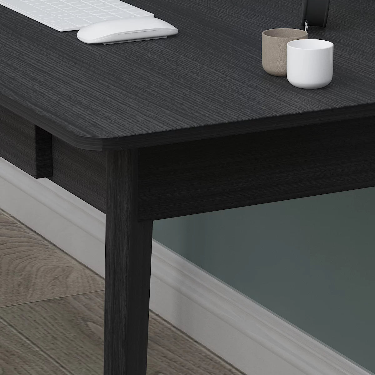 MONSLIPA Industrial Modern Wooden Desk with Storage Drawers, Office Computer Desk and Home Office Desk with Sturdy Wood Legs, 40" Long (Black)