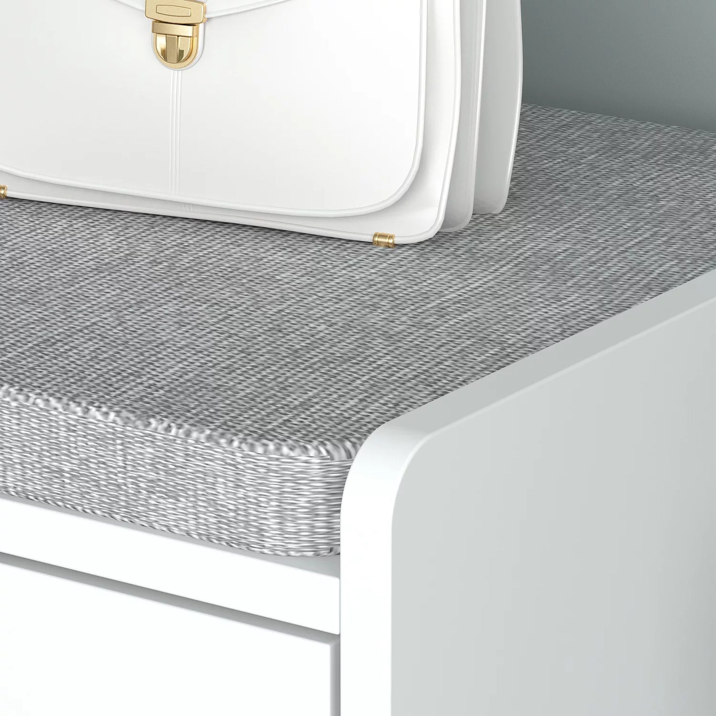 MONSLIPA Shoe Storage Bench, Entryway Bench with Storage Cabinet, 2-Tier Shoe Rack Organizer for Entryway Hallway, White