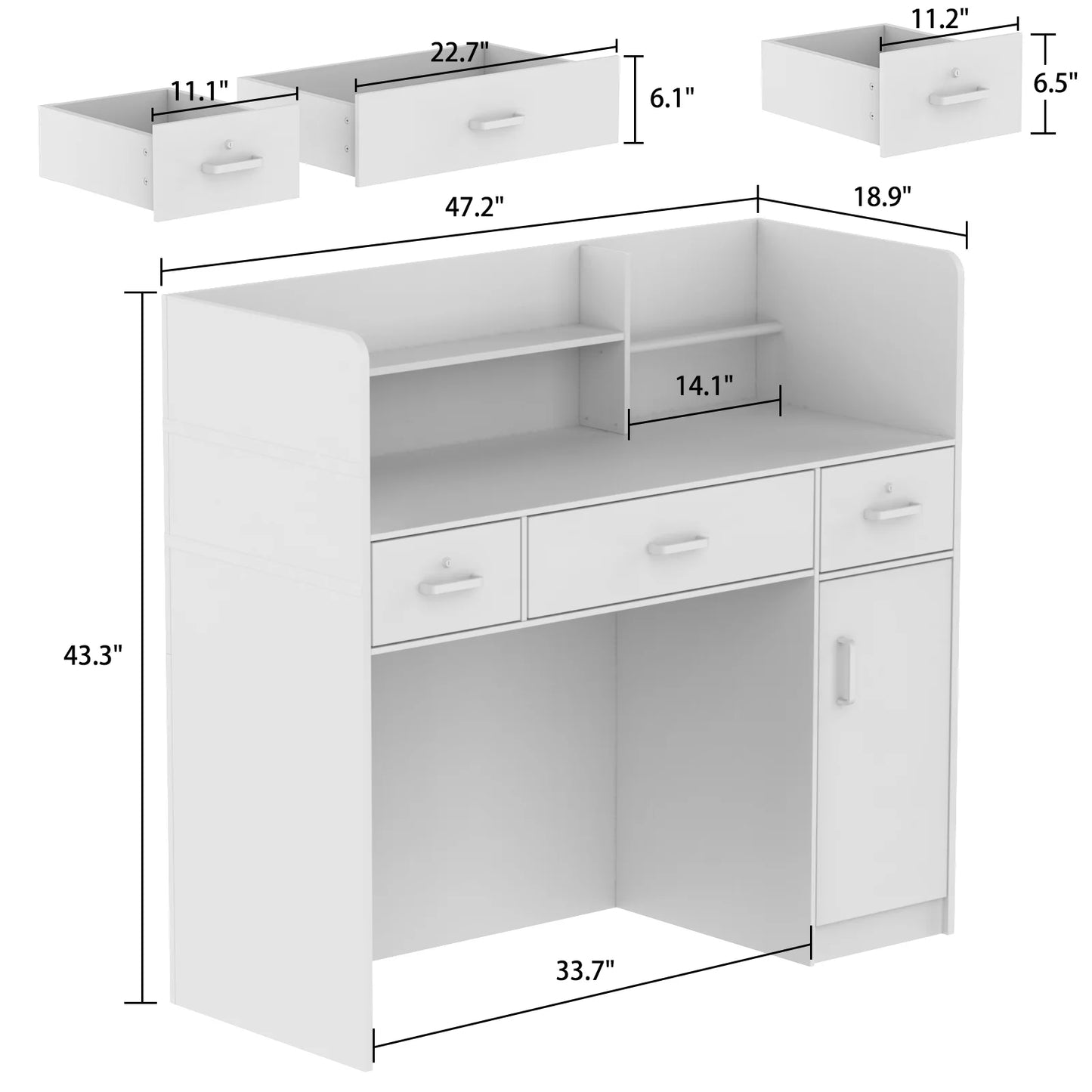 MONSLIPA Modern Office Desk Easy to Assembly Single Unit Reception Counter for Lobby, Black