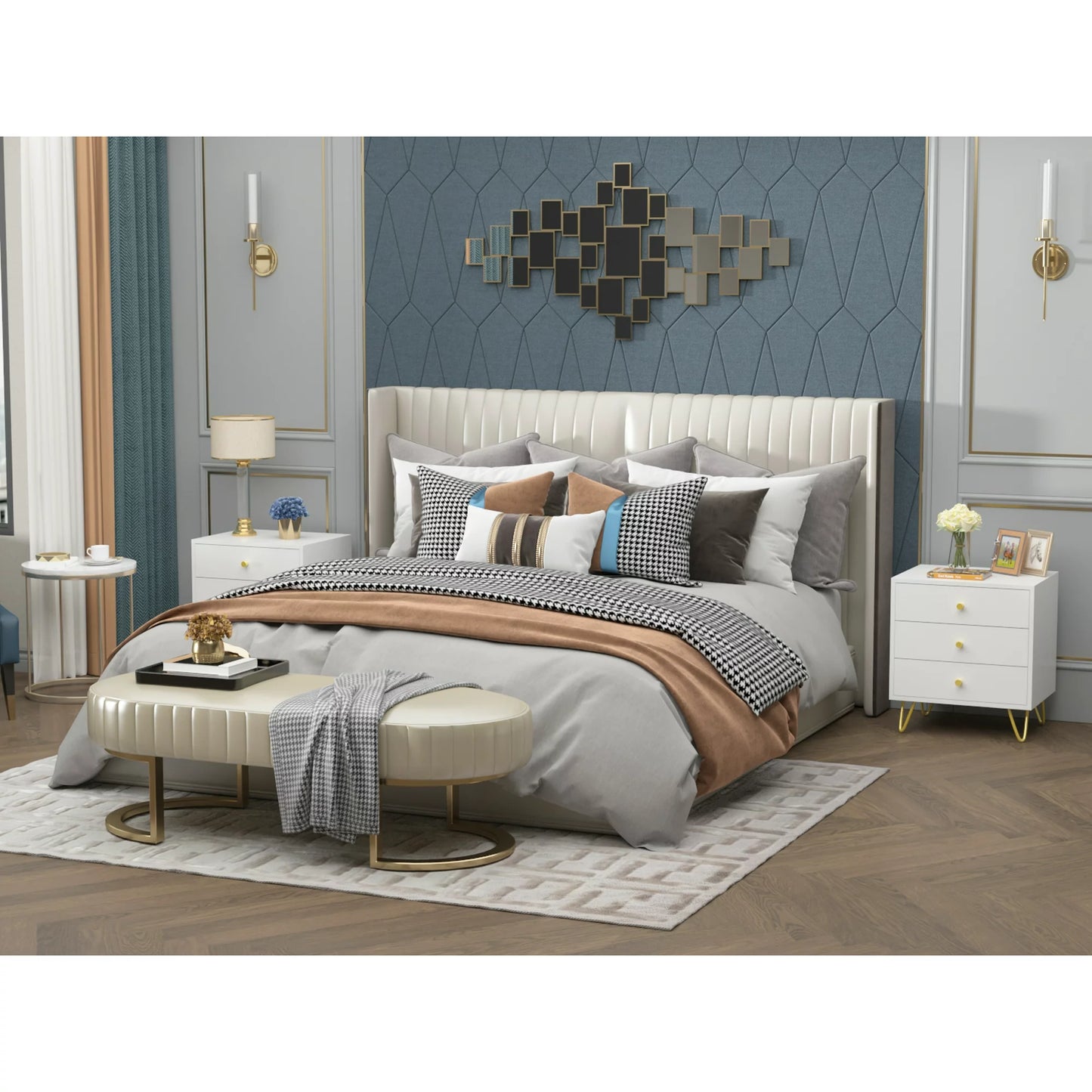 MONSLIPA Set of 2 Nightstand Bedside Table, White End Side Table with 3 Storage Drawers for Living Room Bedroom