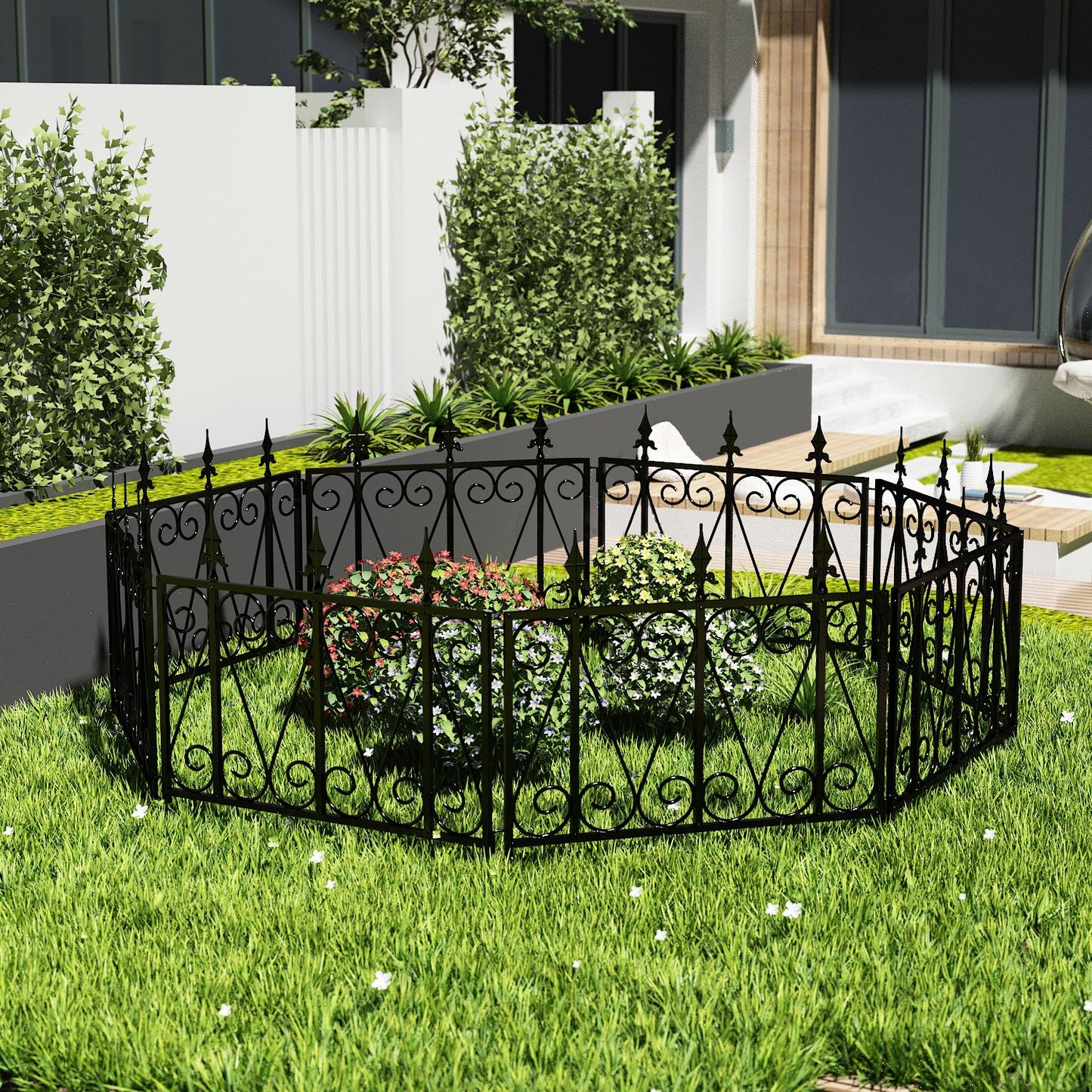 MONSLIPA 4-Pack Decorative Garden Fence, 24in x 24in