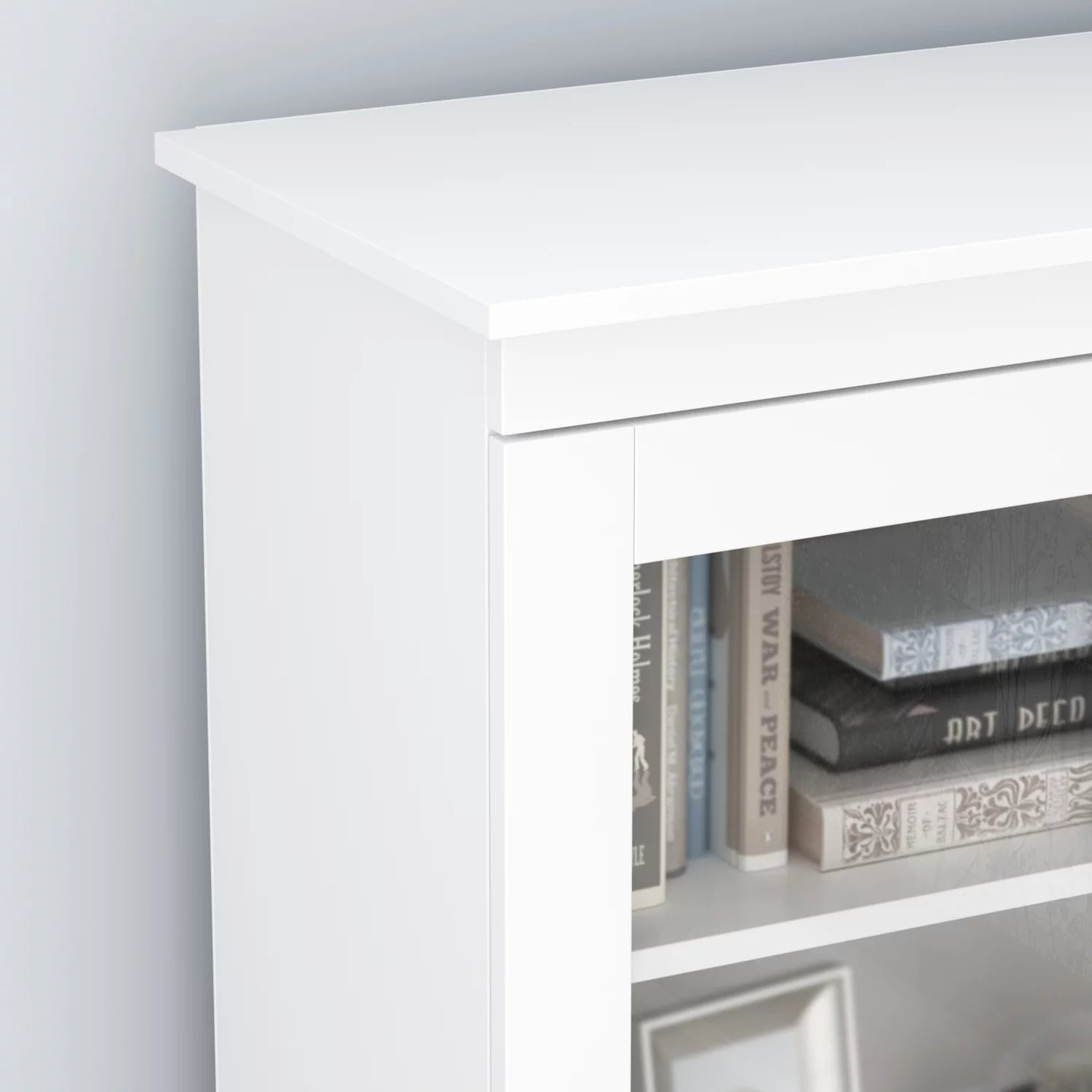 MONSLIPA White 70.7"H Tall Curio Cabinet with 2 Drawers, Bookcase Display Storage Cabinet