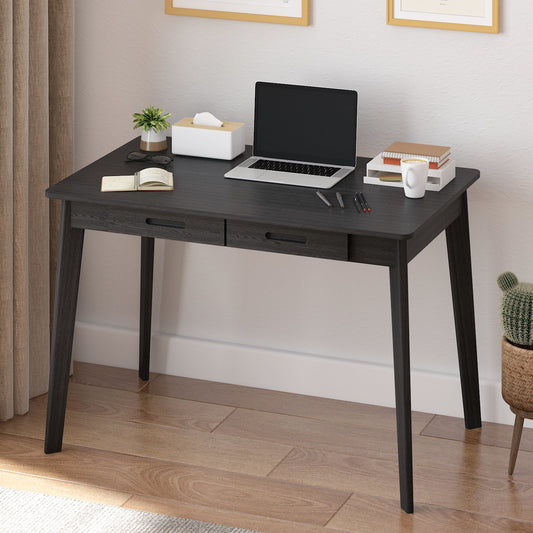 MONSLIPA Writing Study Table with 2 Drawers, Cumputer Desk for Home Office, Black, 39.4"*21.7"