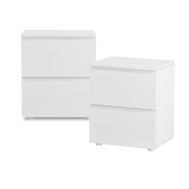 MONSLIPA Set of 2 Nightstand with 2 Drawer, Minimalist and Versatile End Side Table Bedside Table White