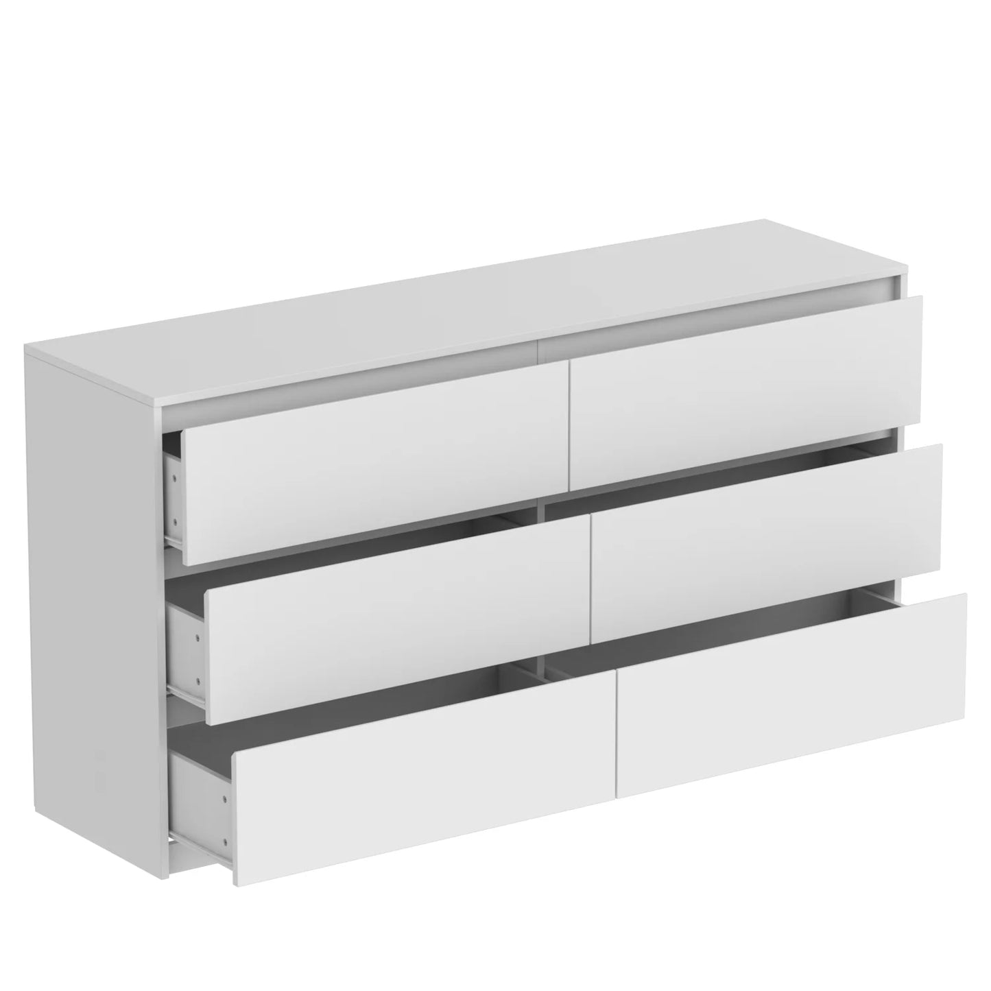 MONSLIPA 6 Drawer Dresser for Bedroom, Modern Chest of Drawers Wood Double Dresser, White