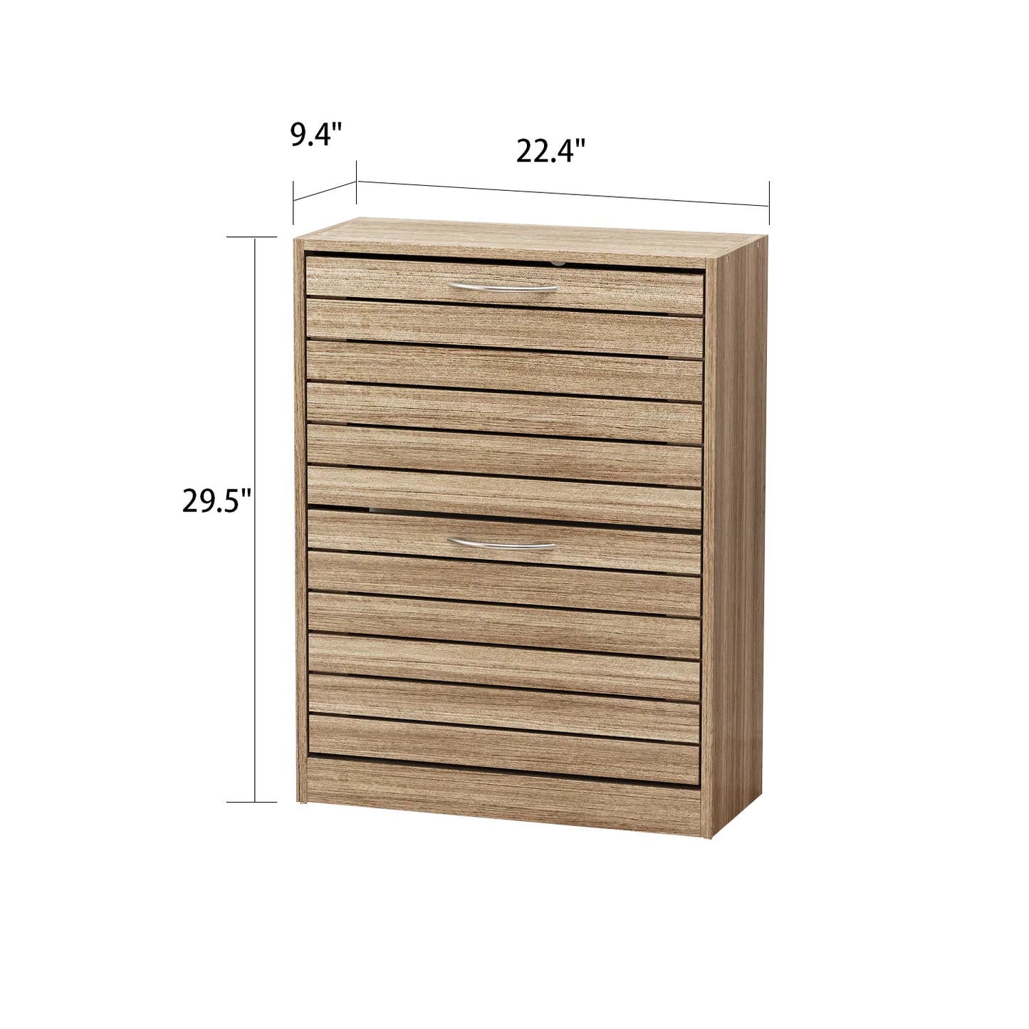 MONSLIPA Modern Free Standing Shoe Storage Cabinet Organizer with 2 Compartments for Entryway, Brown