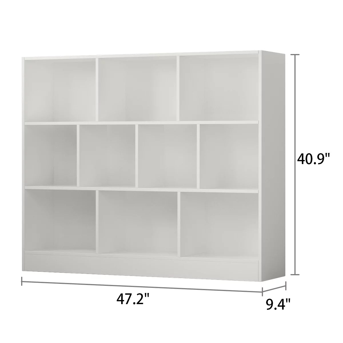 MONSLIPA Bookshelf Cube Storage Organizer, Modern Wood 3 Tier Bookcase Open Shelf, Free Standing White Display Bookshelves, L 47.2"