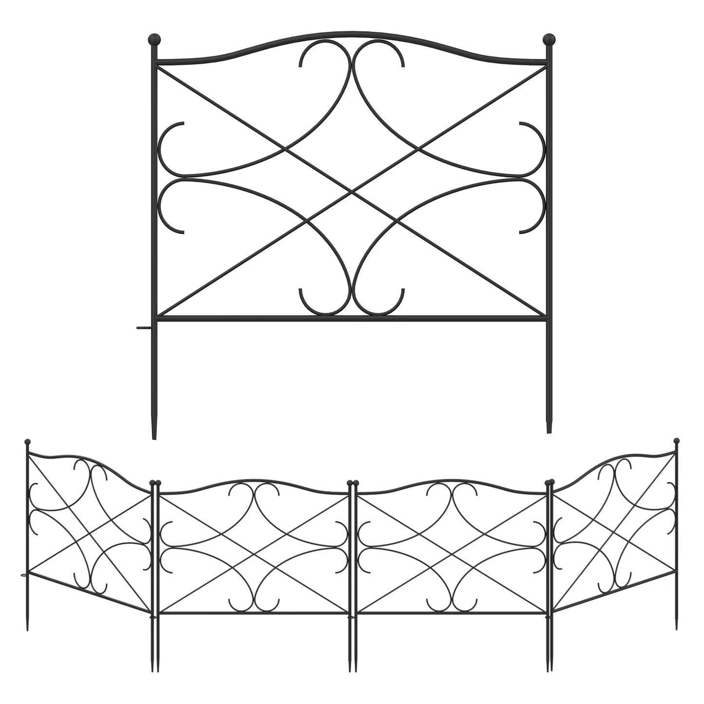 MONSLIPA Decorative Garden Fence, Multi-purpose Mesh Fences Landscape Border Fencing, 23.6"x24.4" (5 Panels)