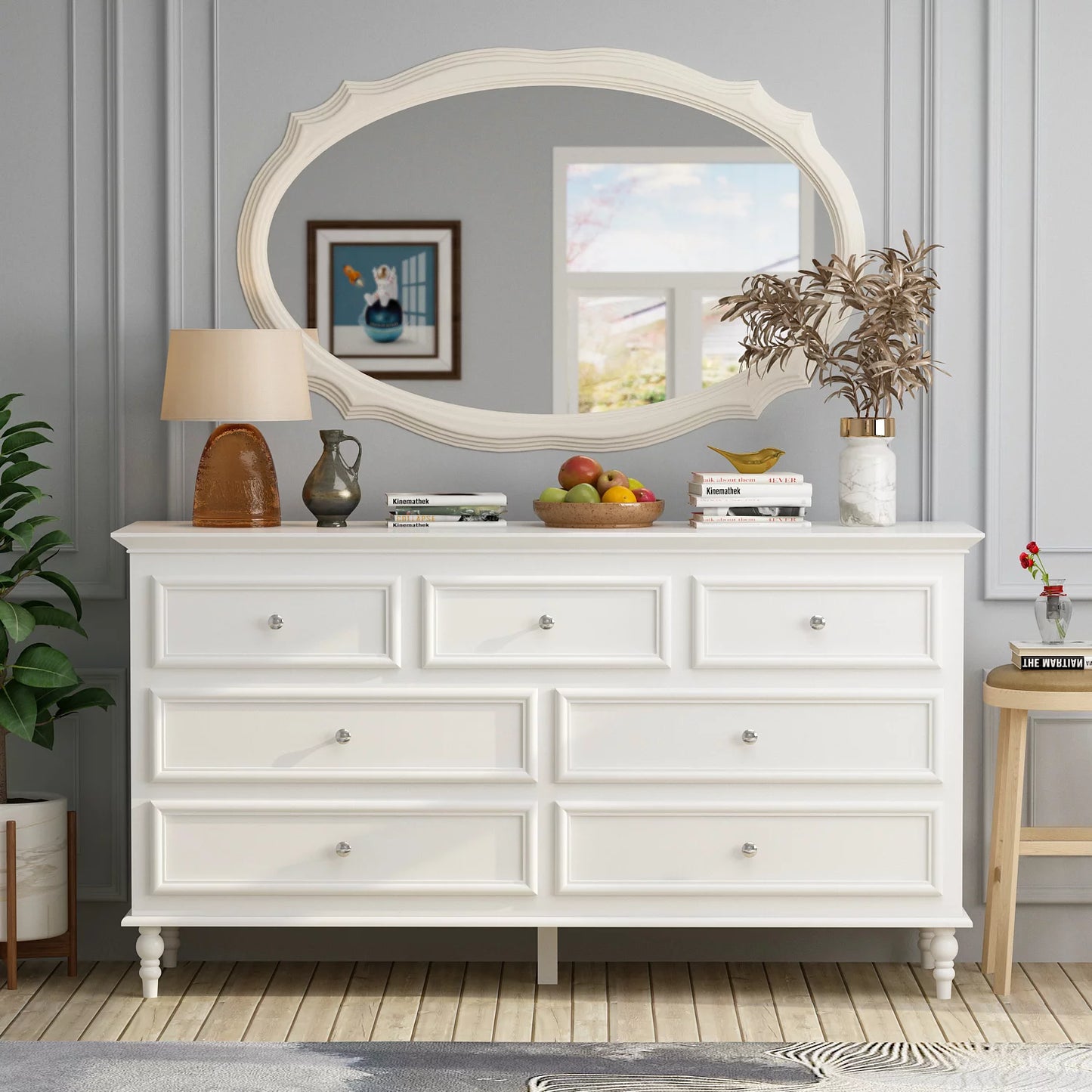 MONSLIPA 7 Drawer Dresser, Wood Chest of Drawers for Bedroom, Living Room, Hallway ( White )