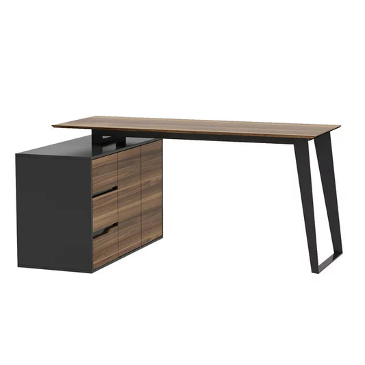 MONSLIPA Home Office Desk with Drawers and File Cabinet, L-Shaped Computer Table Office Furniture Executive Desk, 54.3 inches