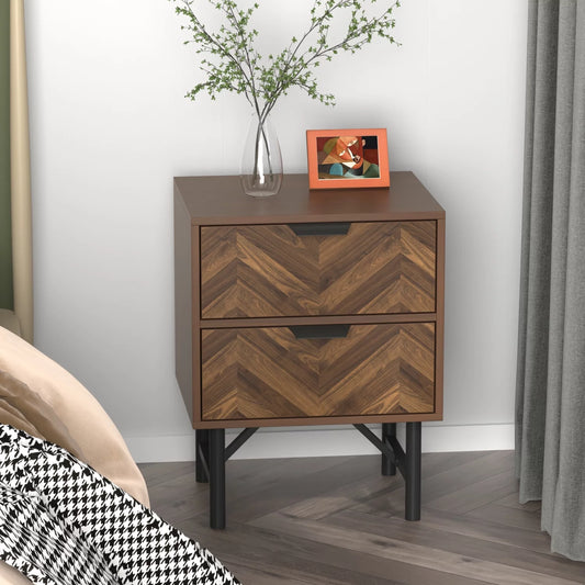 MONSLIPA Bedside Nightstand for Bedroom, 2 Drawer Dresser End Table for Living Room