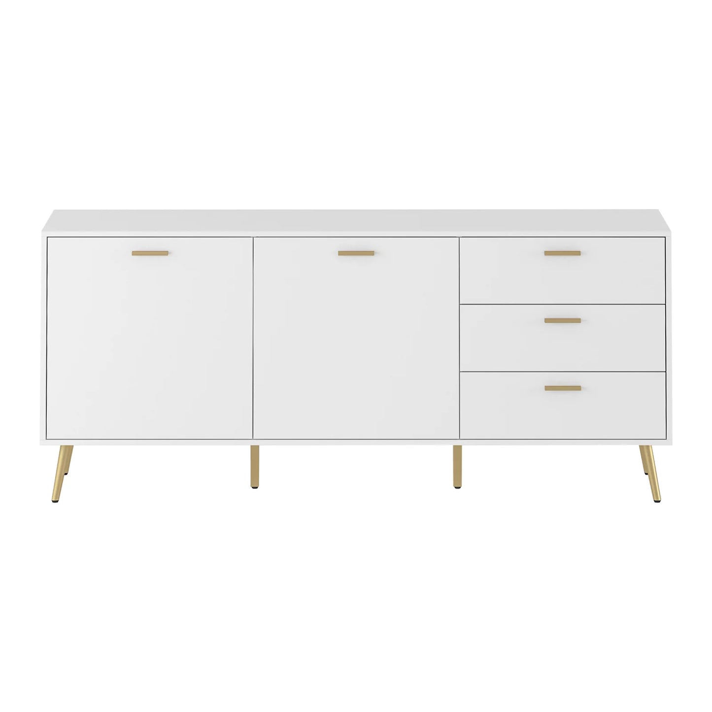 MONSLIPA Kitchen Buffet Sideboard, Storage Cabinet Cupboard with 2 Door and 3 Drawers for Dining Room, White