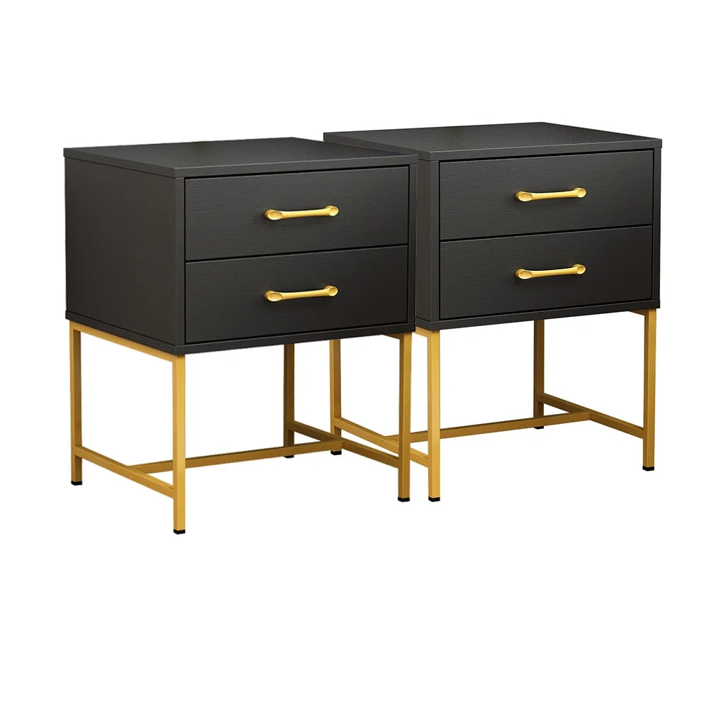 MONSLIPA Nightstands Set of 2, Side Tables with 2 Drawers for Bedroom Living Room