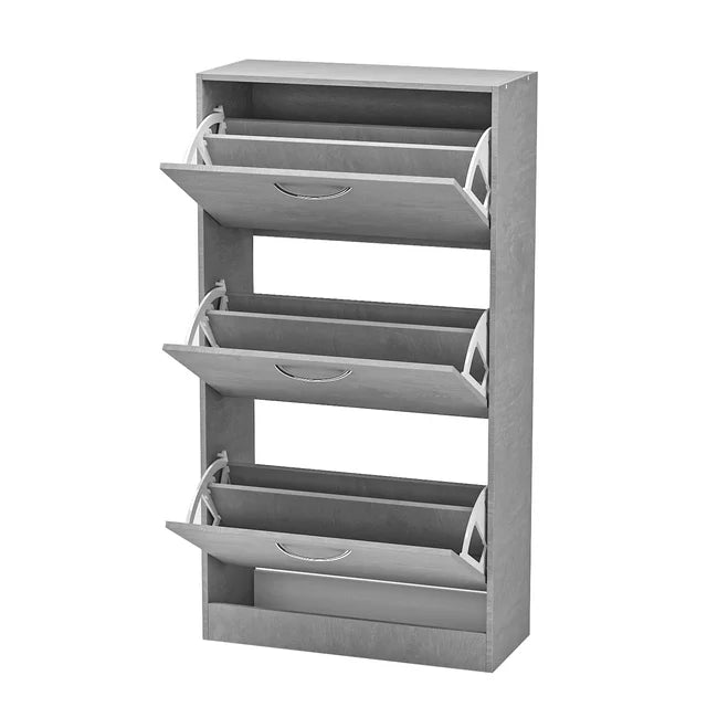 MONSLIPA Shoe Cabinet, Entryway Cabinet 3-Tier Shoe Rack Storage Organizer, Gray