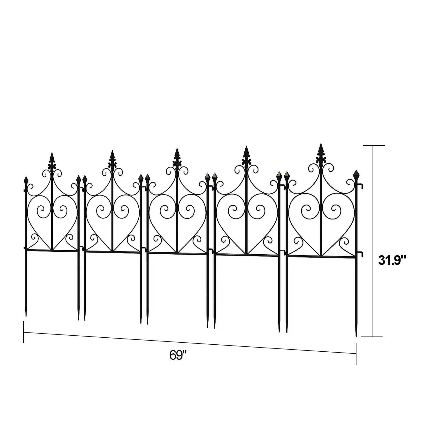 MONSLIPA Decorative Garden Fence, Multi-purpose Mesh Fences Landscape Border Fencing, 13.8"x31.9" (5 Panels)