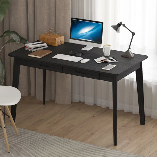 MONSLIPA Industrial Modern Wooden Desk with Storage Drawers, Office Computer Desk and Home Office Desk with Sturdy Wood Legs, 47" Long (Black)