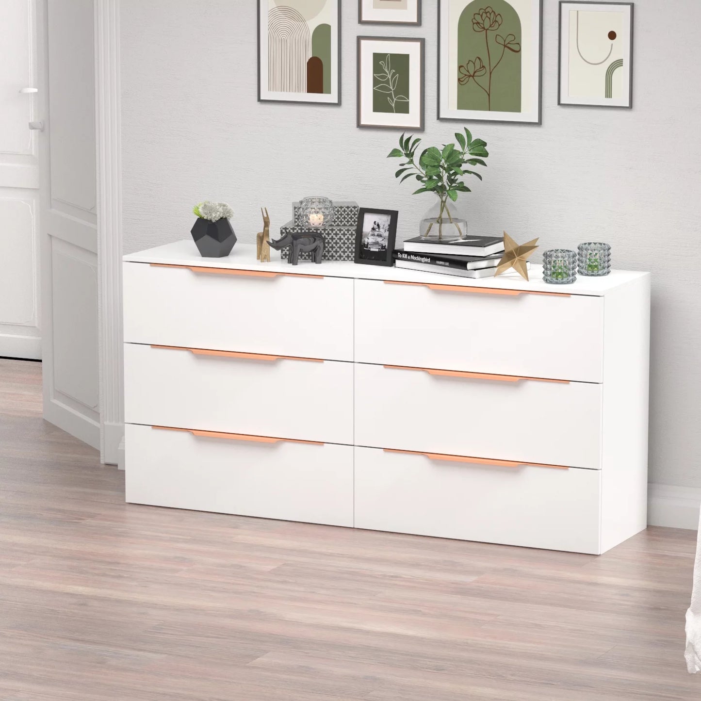 MONSLIPA 6 Drawer Dresser for Bedroom, White