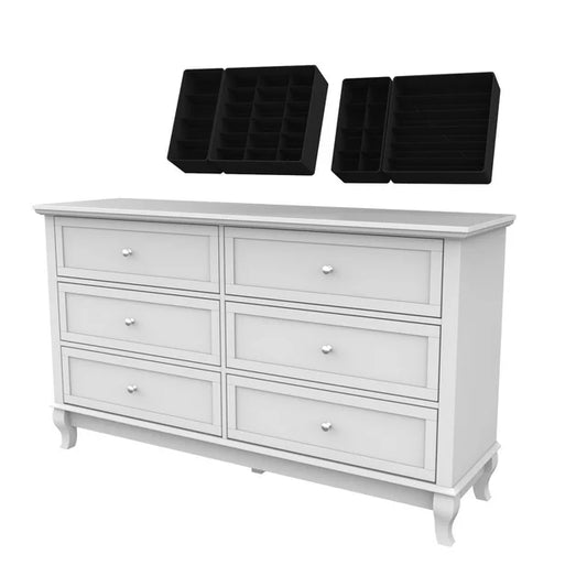 MONSLIPA Drawers Storage Dresser with Foldable Drawer Dividers, Chest of Drawer with 6 Drawer for Bedroom White