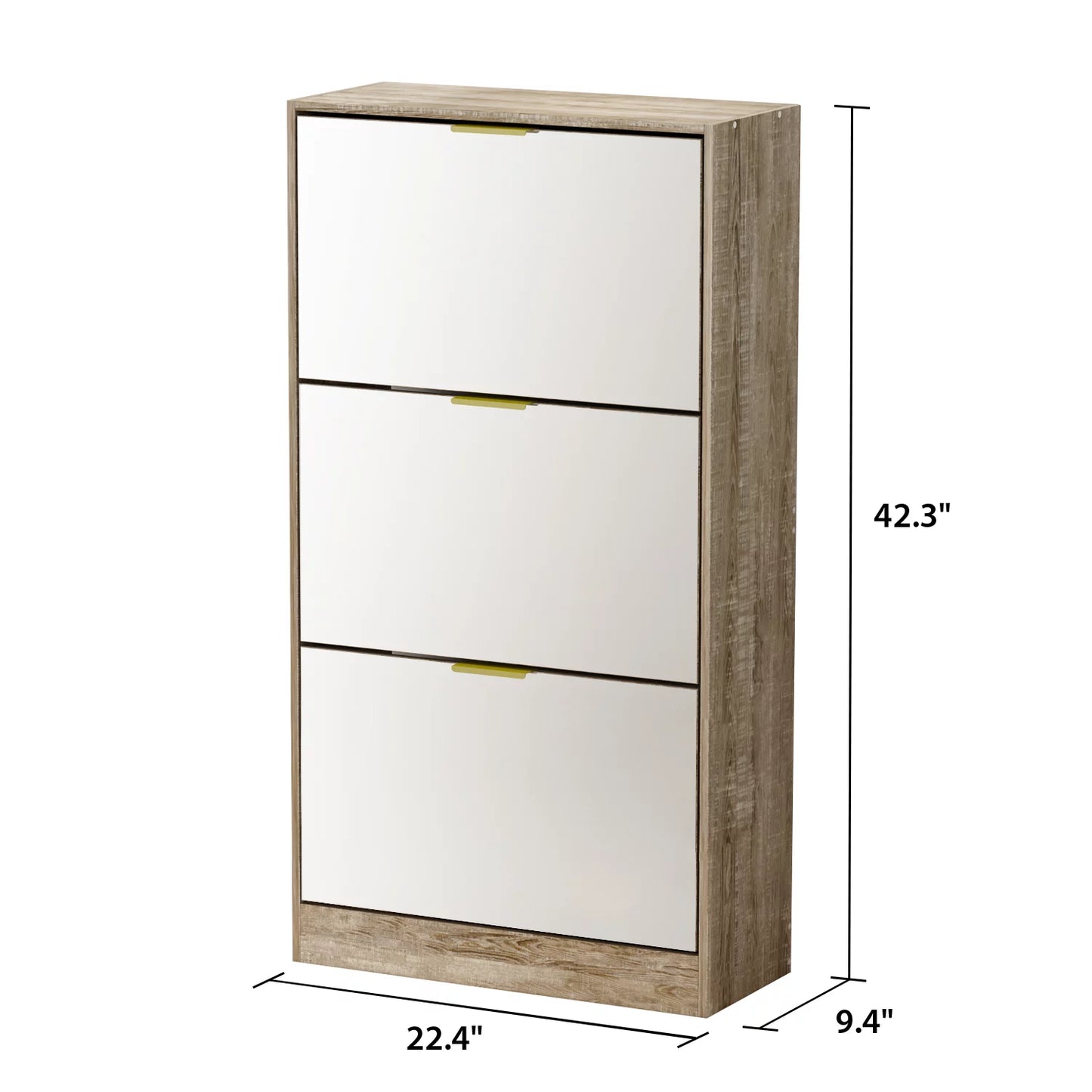 MONSLIPA 3 Tier Shoe Storage Cabinet with Full Length Mirror