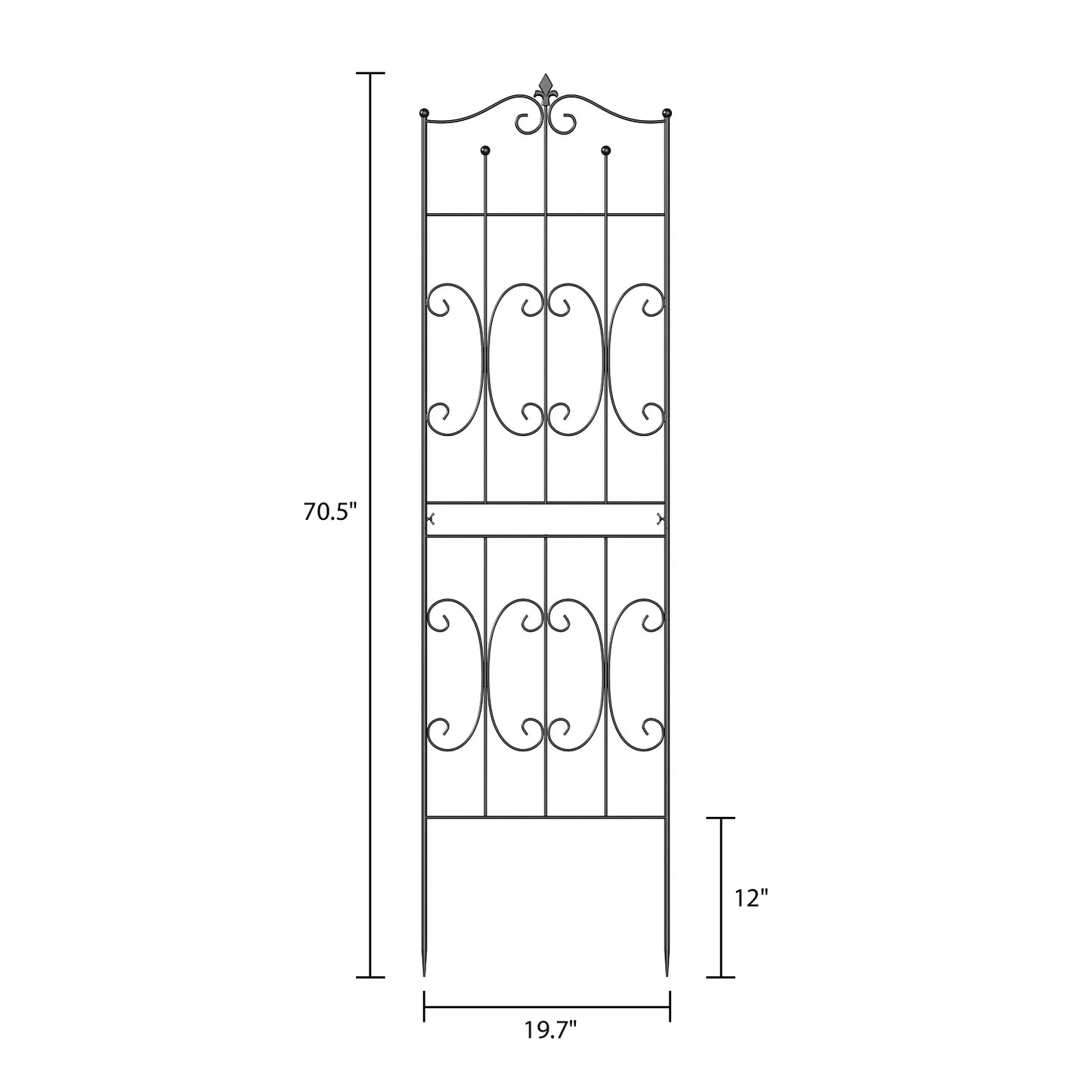 MONSLIPA Decorative Metal Garden Fence Panel, 19.7" W x 70.5" H