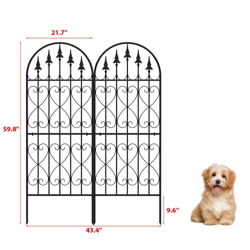 MONSLIPA Double Panels Metal Fences, Garden Fences with No dig Installation for Patio, Outdoor Space, Black