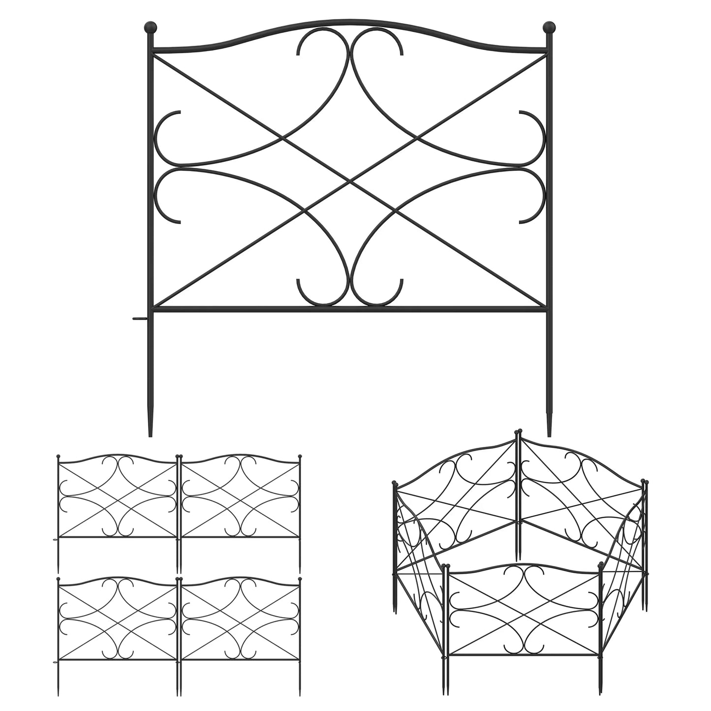 MONSLIPA Decorative Garden Fence, Multi-purpose Mesh Fences Landscape Border Fencing, 23.6"x24.4" (5 Panels)