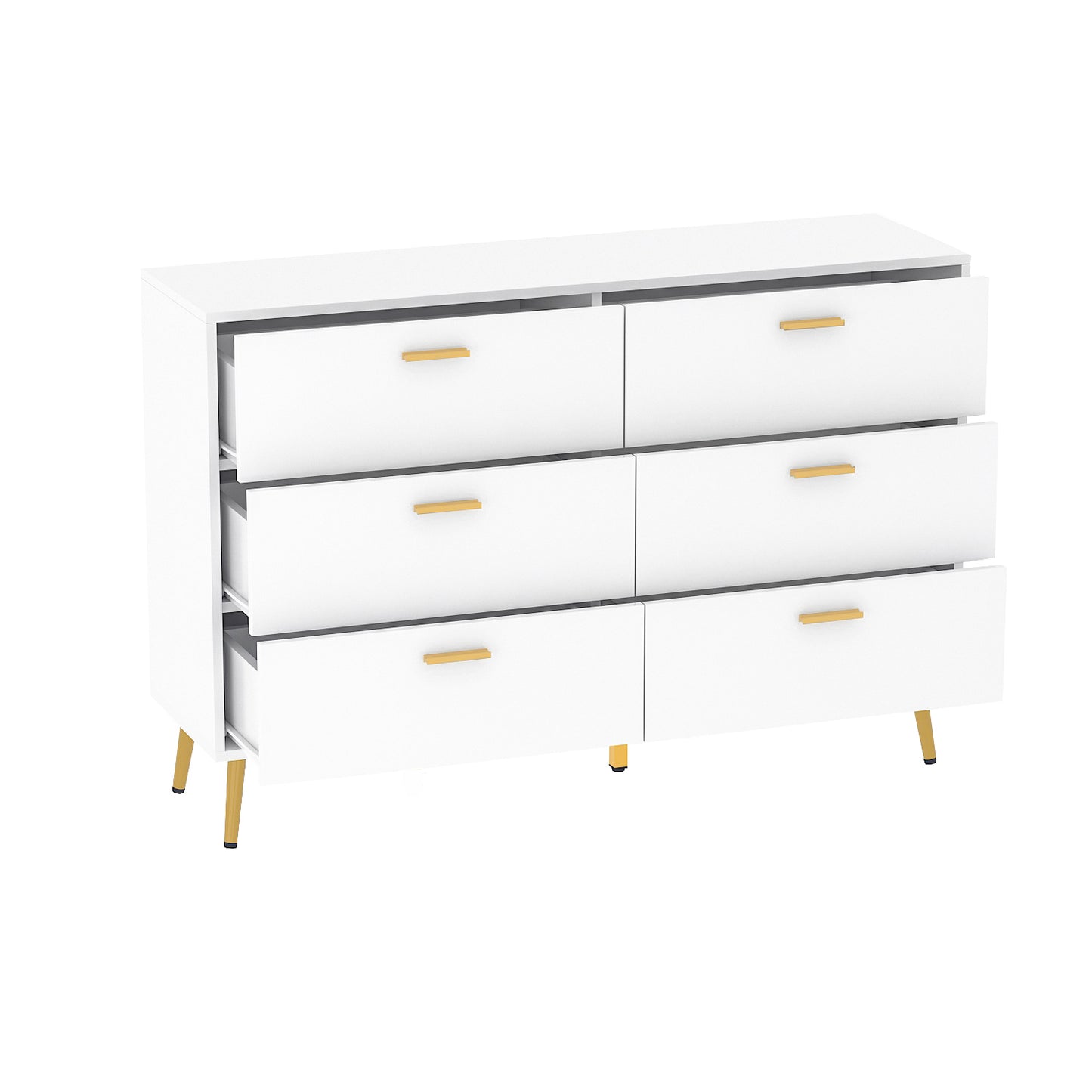 Modern Storage Dresser for Bedroom, 6-Drawer Organizer Closet Hallway, White