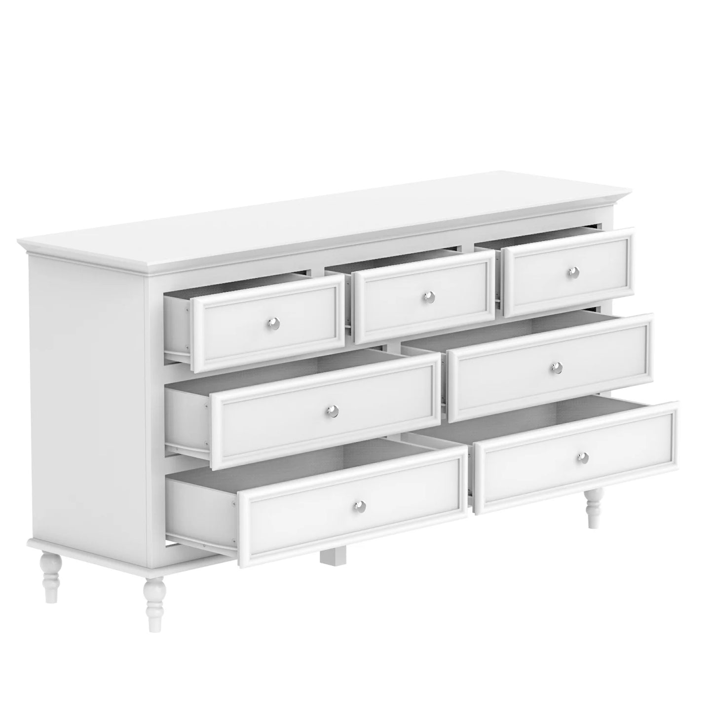 MONSLIPA 7 Drawer Dresser, Wood Chest of Drawers for Bedroom, Living Room, Hallway ( White )