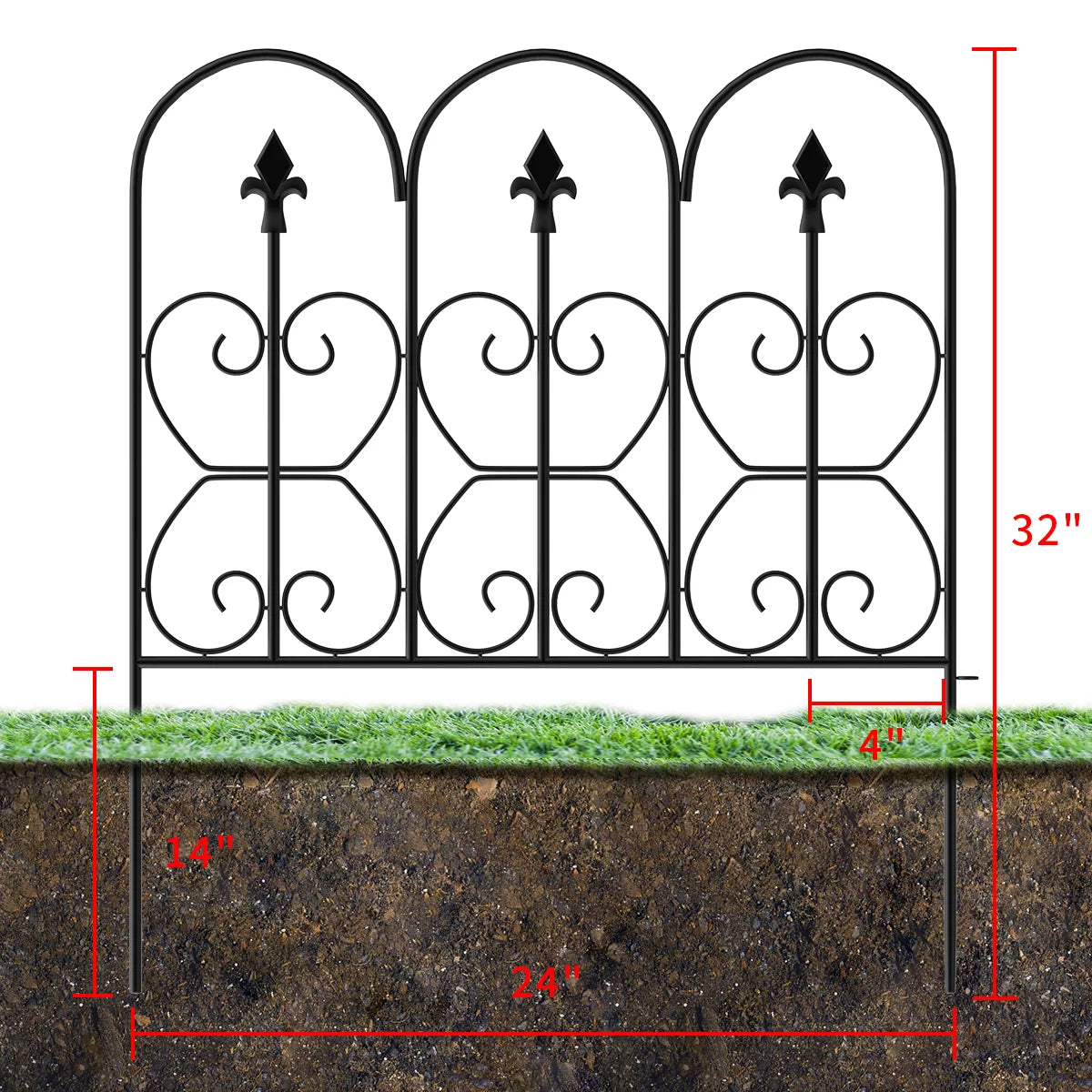 MONSLIPA 5-Pack Decorative Garden Fence, 24in x 32in