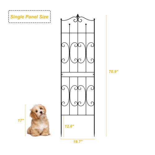 MONSLIPA 2-Pieces Panels Metal Fences, No dig Installation Garden Fences For Patio, Outdoor Space, Black