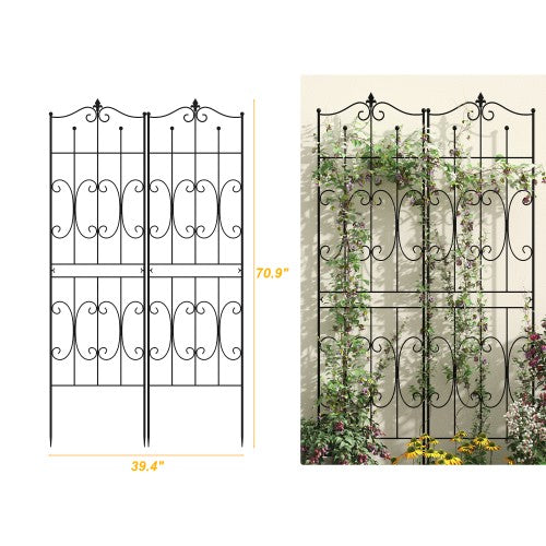 MONSLIPA 2-Pieces Panels Metal Fences, No dig Installation Garden Fences For Patio, Outdoor Space, Black