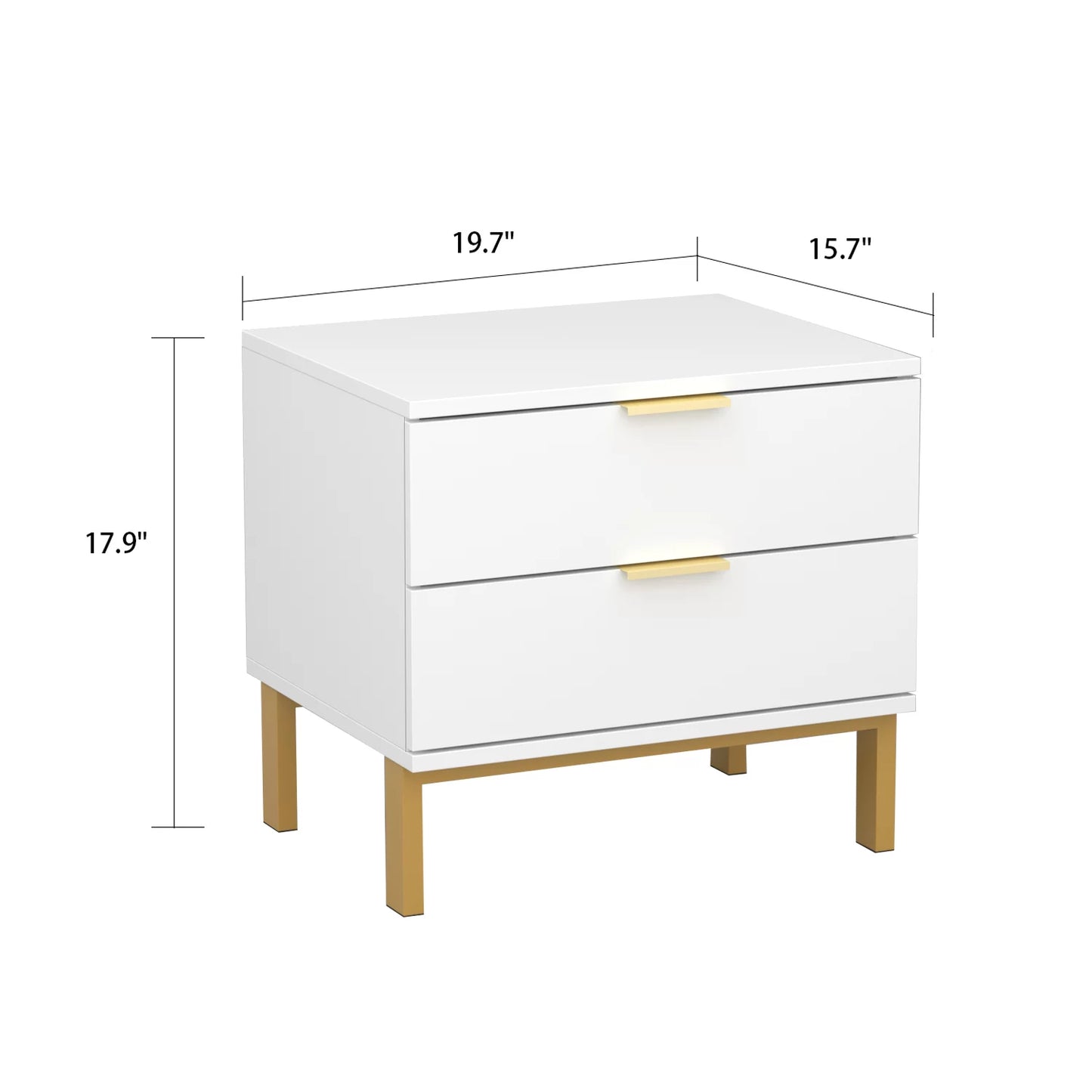 MONSLIPA Nightstand with 2 Drawers, End Table Storage Wood Cabinet Bedroom Accent Side Table, White