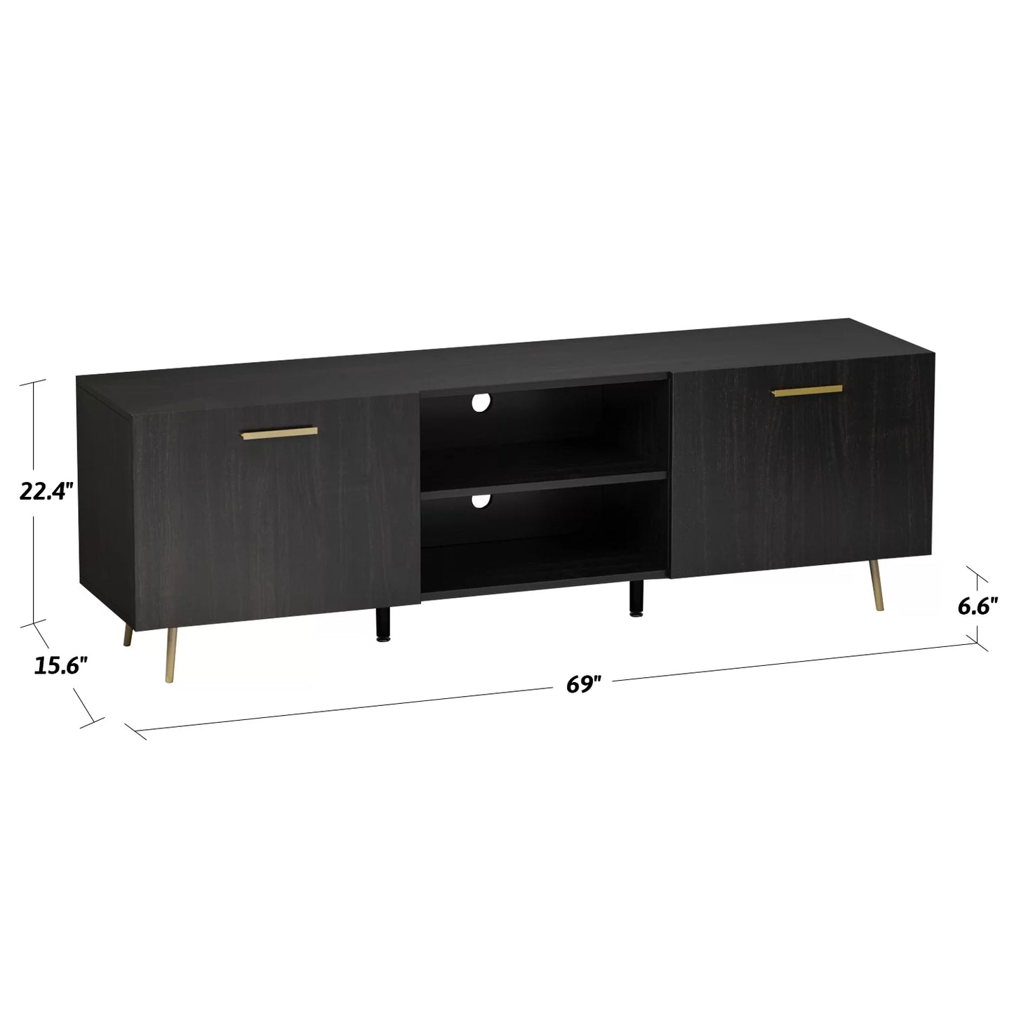 MONSLIPA TV Stand Entertainment Center with Storage Cabinet, Home Furniture Set Black&Brown