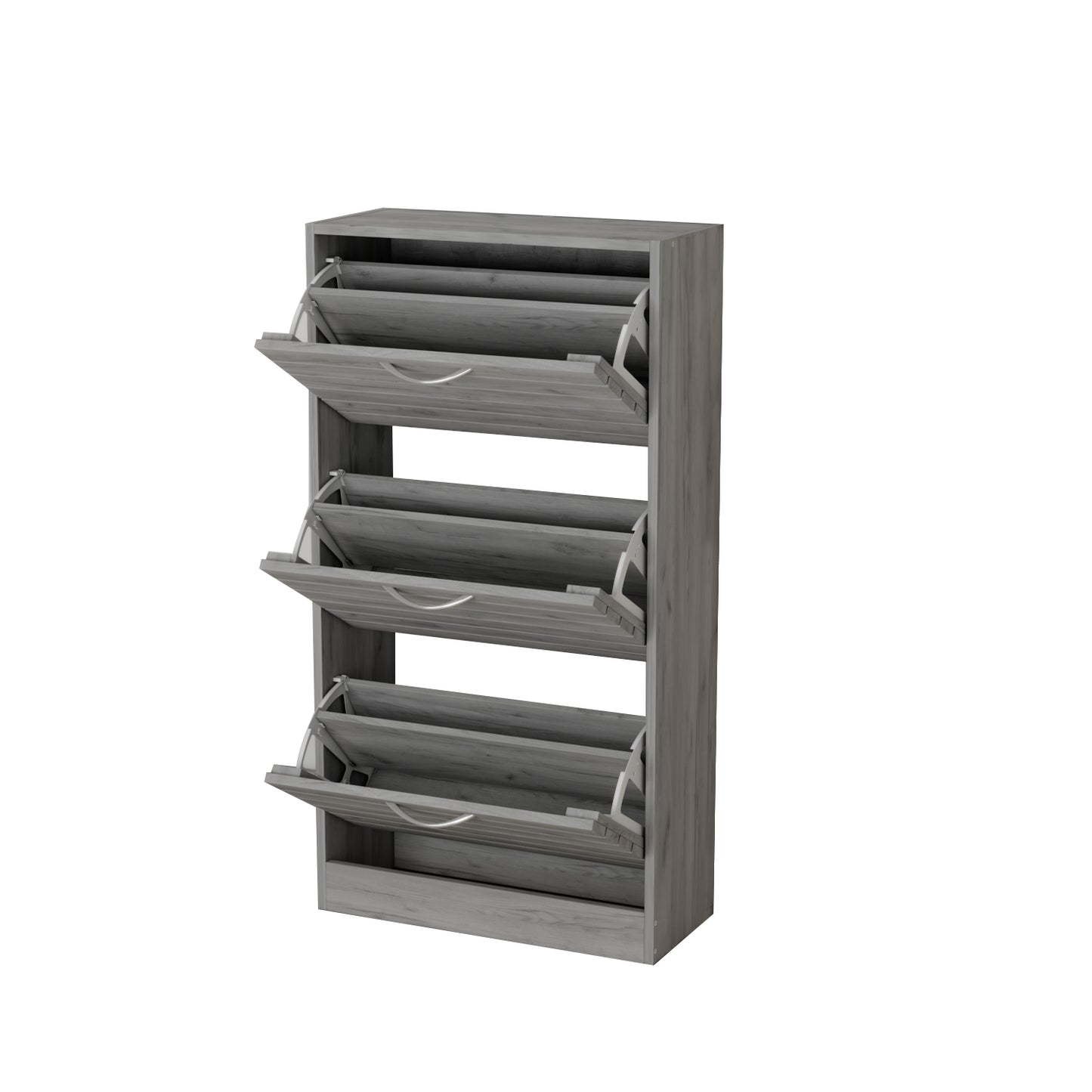 Timechee Shoe Cabinet with 3 Flip Drawers for Entryway Gray