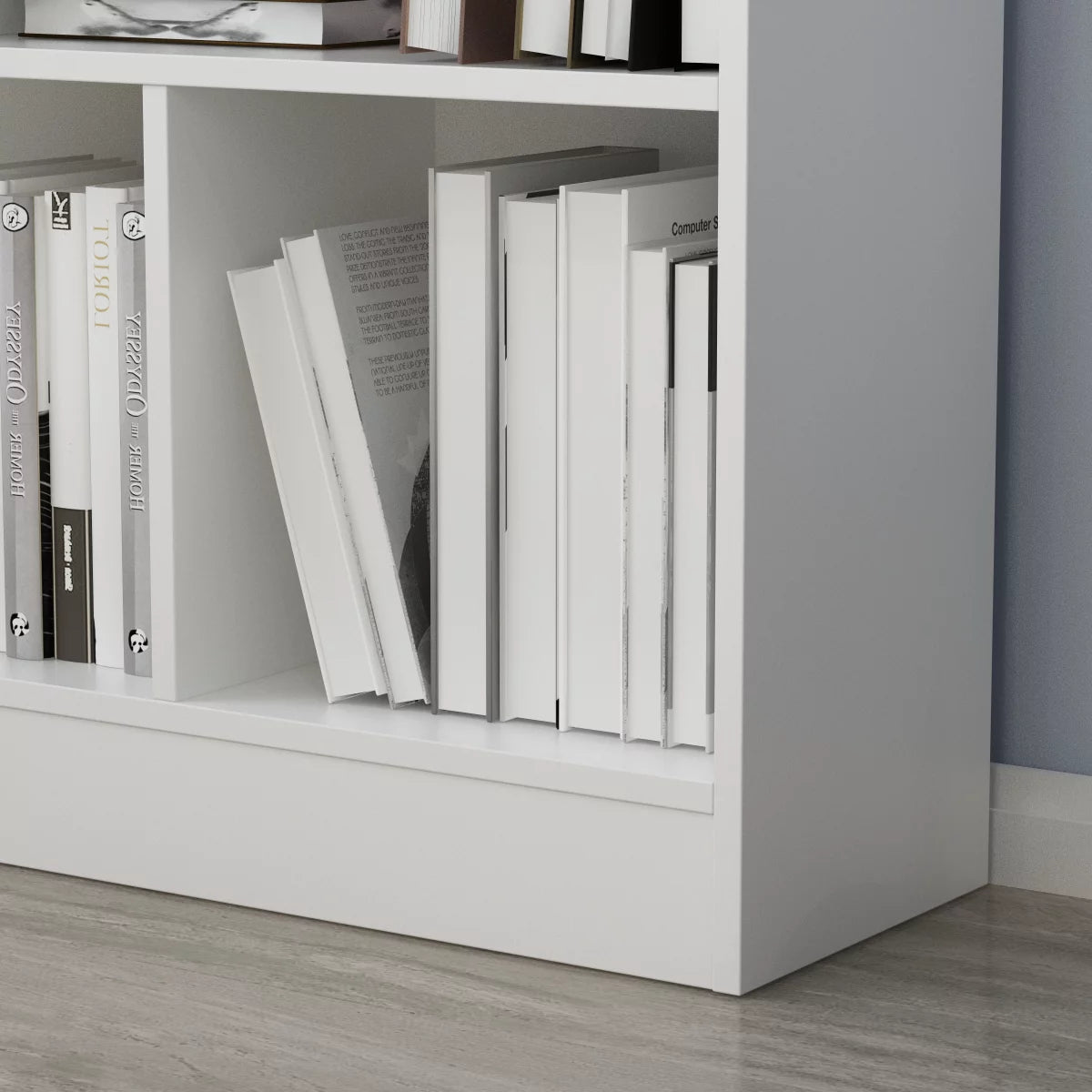 MONSLIPA Bookshelf Cube Storage Organizer, Modern Wood 3 Tier Bookcase Open Shelf, Free Standing White Display Bookshelves, L 55.1"