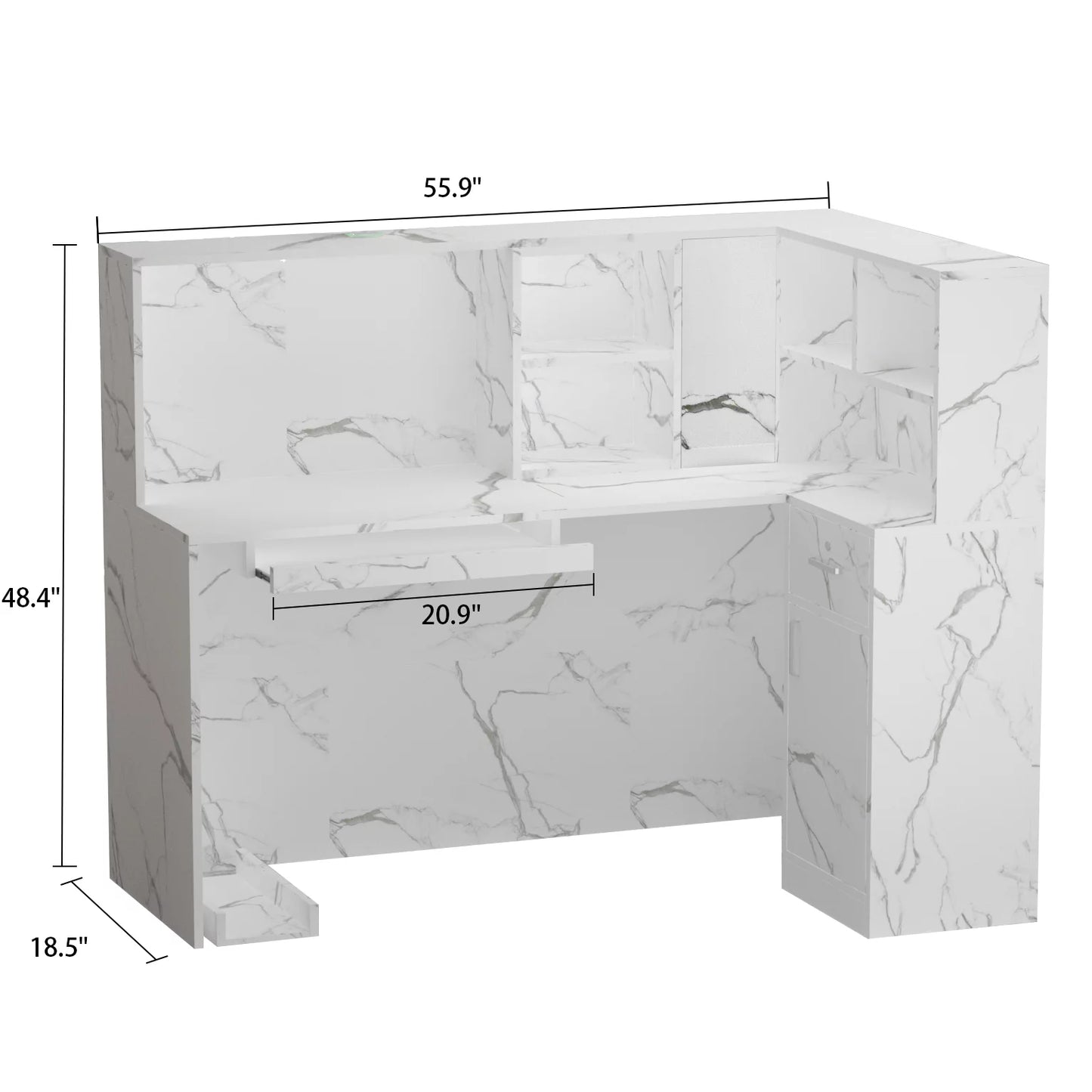 MONSLIPA L-Shape Reception Desk , Register Stand Reception Center Desk, Vein