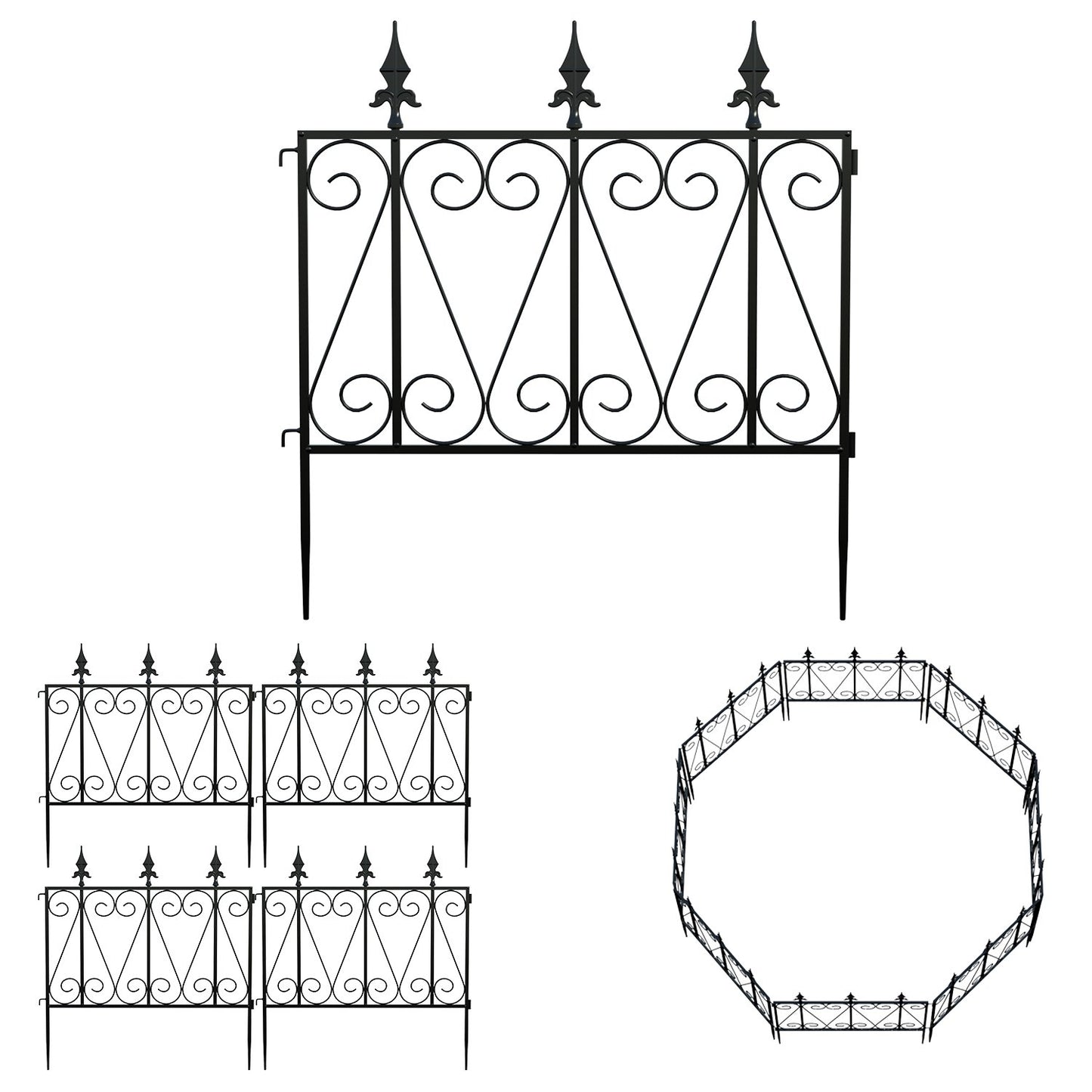 MONSLIPA 4-Pack Decorative Garden Fence, 24in x 24in