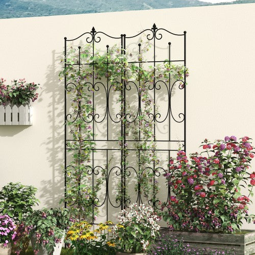 MONSLIPA 2-Pieces Panels Metal Fences, No dig Installation Garden Fences For Patio, Outdoor Space, Black