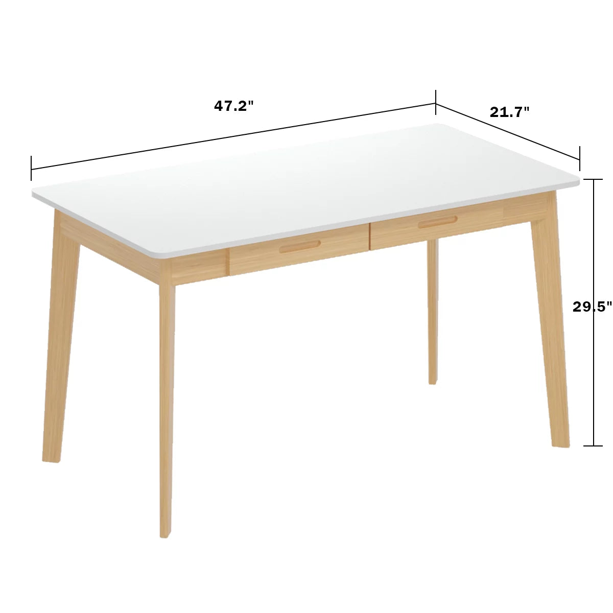 MONSLIPA Writing Study Table with 2 Drawers, Cumputer Desk for Home Office, White, 47.2"*21.7"