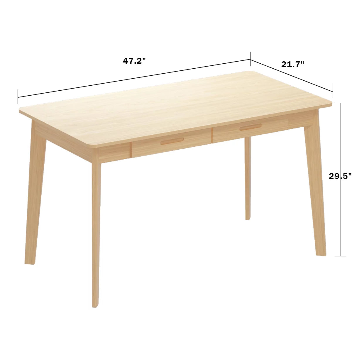 MONSLIPA Writing Study Table with 2 Drawers, Cumputer Desk for Home Office, Oak, 47.2"*21.7"