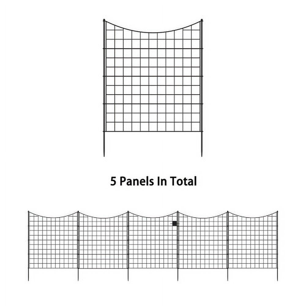 MONSLIPA Metal Garden Fences , No Dig Multi-purpose Mesh Fences , 5-Pieces Panels,Black