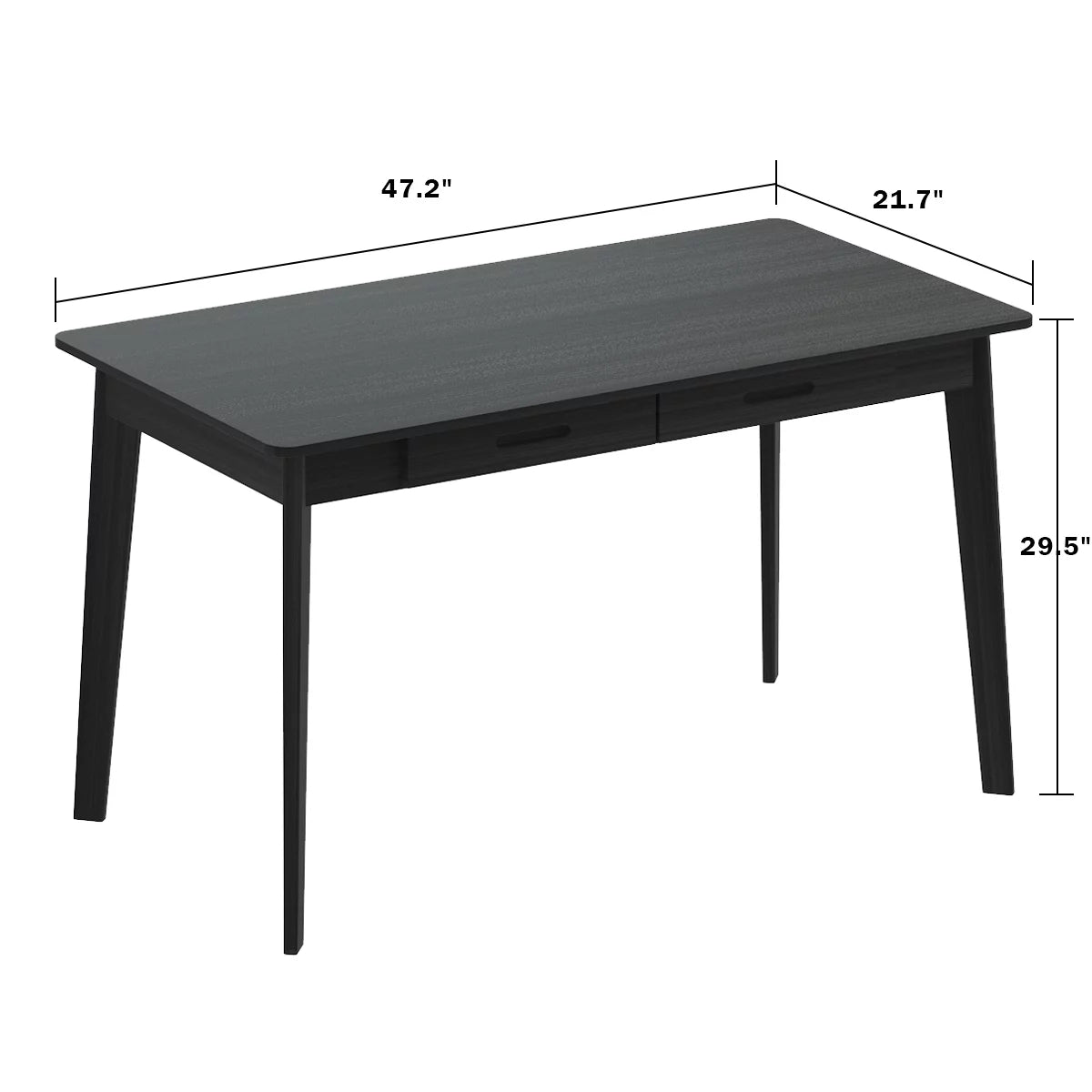 MONSLIPA Writing Study Table with 2 Drawers, Cumputer Desk for Home Office, Black, 47.2"*21.7"