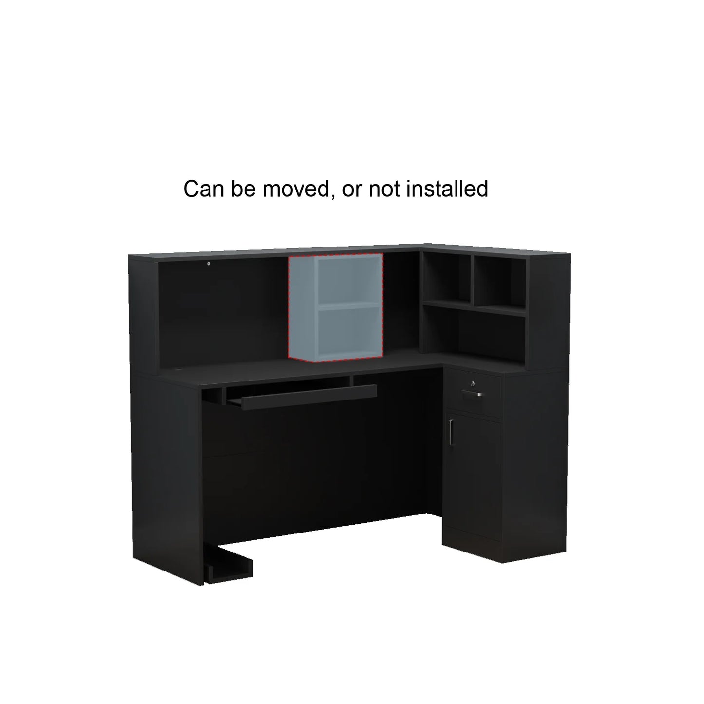 MONSLIPA L-Shape Wood Reception Desk with , Register Stand Reception Center Desk, Black