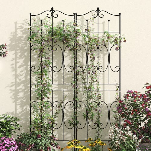 MONSLIPA 2-Pieces Panels Metal Fences, No dig Installation Garden Fences For Patio, Outdoor Space, Black