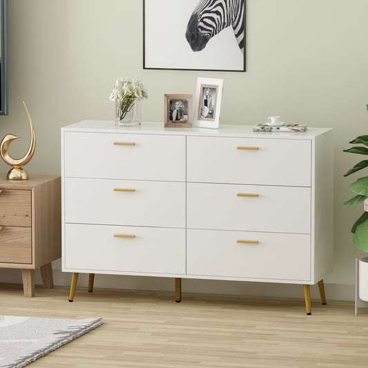 Modern Storage Dresser for Bedroom, 6-Drawer Organizer Closet Hallway, White