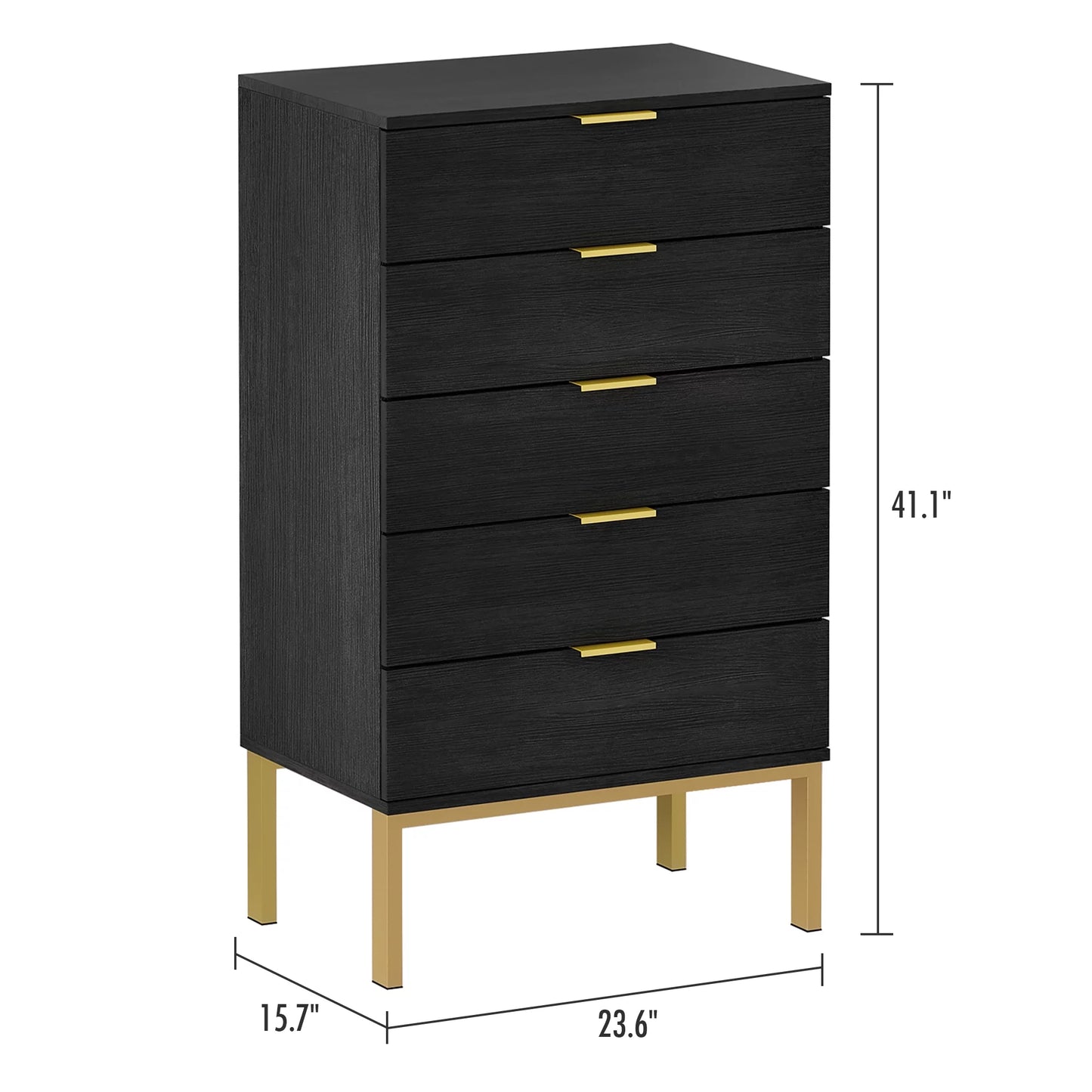 MONSLIPA 5 Drawer Dresser Wide Chest of Drawers Nightstand, Storage Tower Dresser Closet for Living Room, Bedroom, Hallway, Nursery