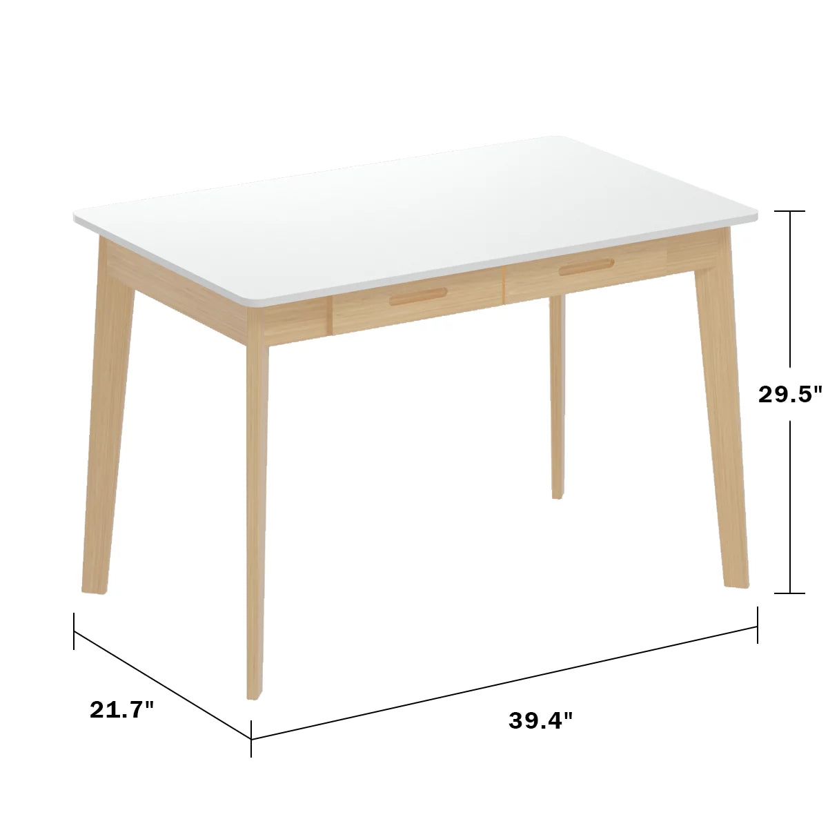 MONSLIPA Writing Study Table with 2 Drawers, Cumputer Desk for Home Office, White, 39.4"*21.7"